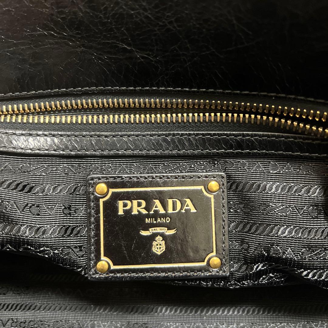 PRADA ミラノ ブラックレザー ハンドバッグ