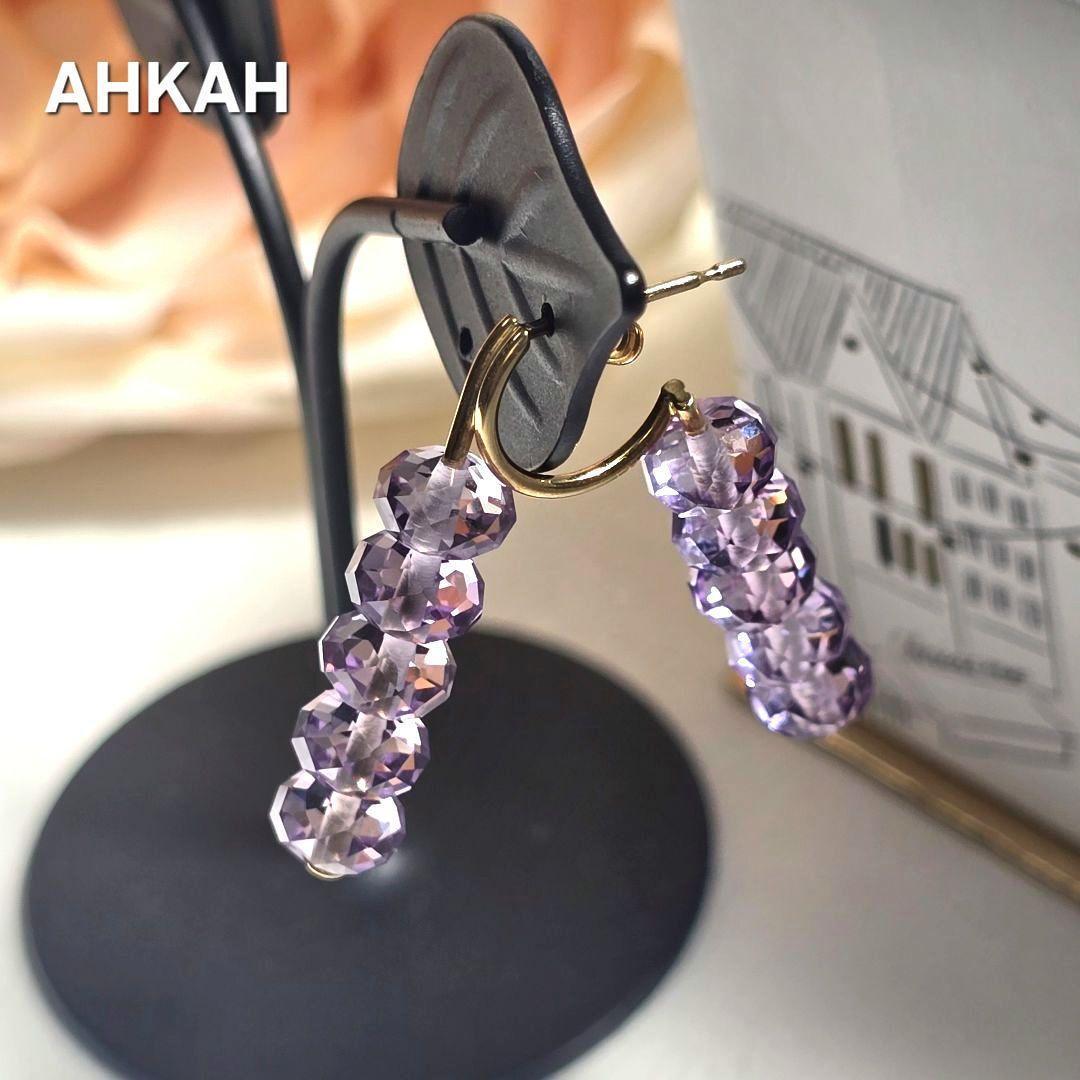 アーカー　18K アメジスト スプリングシークイン ピアス 最強の出会い運
