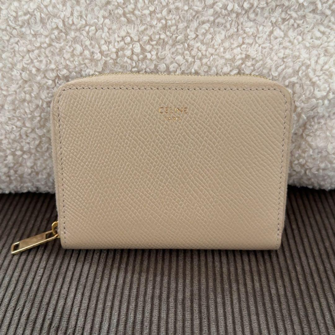 極美品　セリーヌ　ジップウォレット　ミニ財布　ヌード　ベージュ