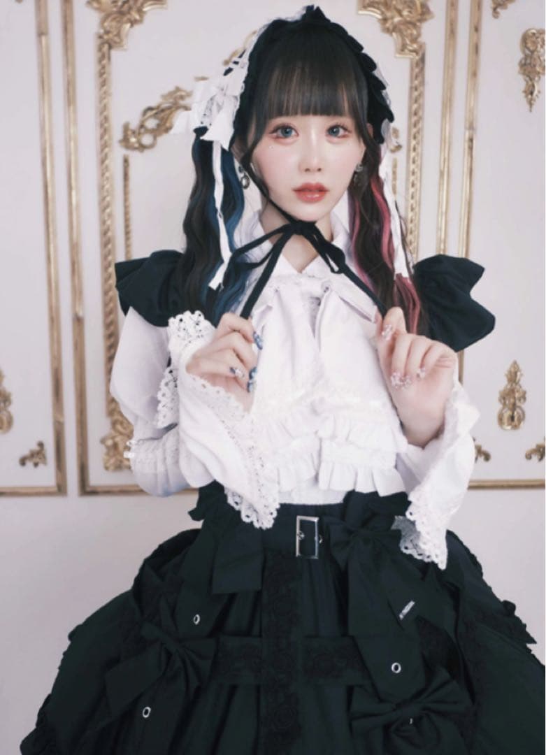 【HIDOLATRAL THEODOL】ローズレースクリノリンスカート ブラック