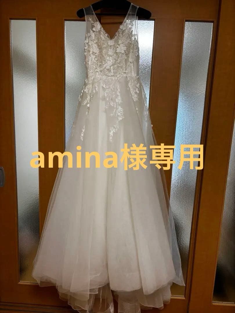 ドレスプロダクション　フラワーモチーフ刺繍レース Aラインドレス（W162）