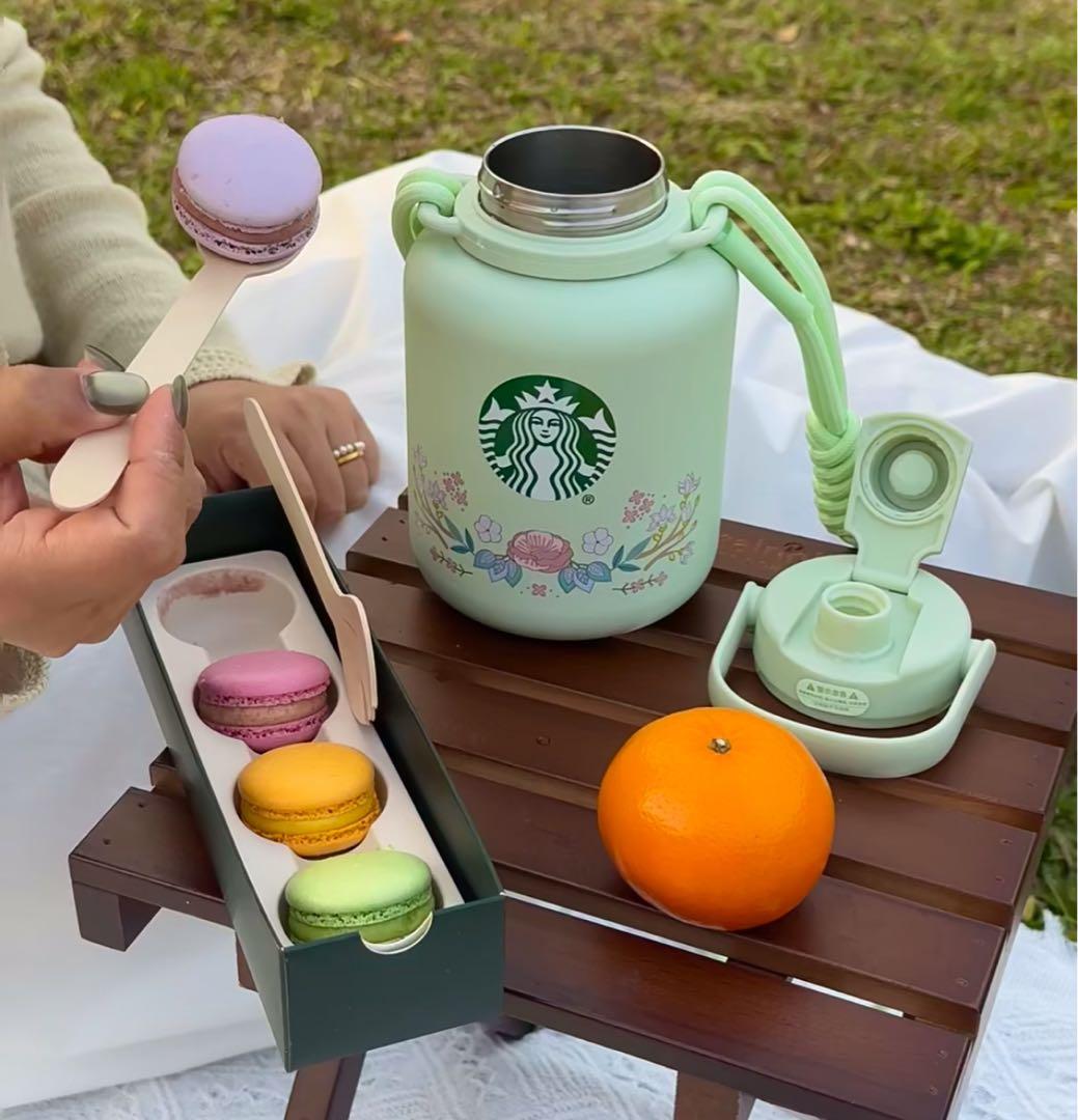 中国スターバックス　オンライン限定ステンレスボトル　ストラップ付き　スプリング