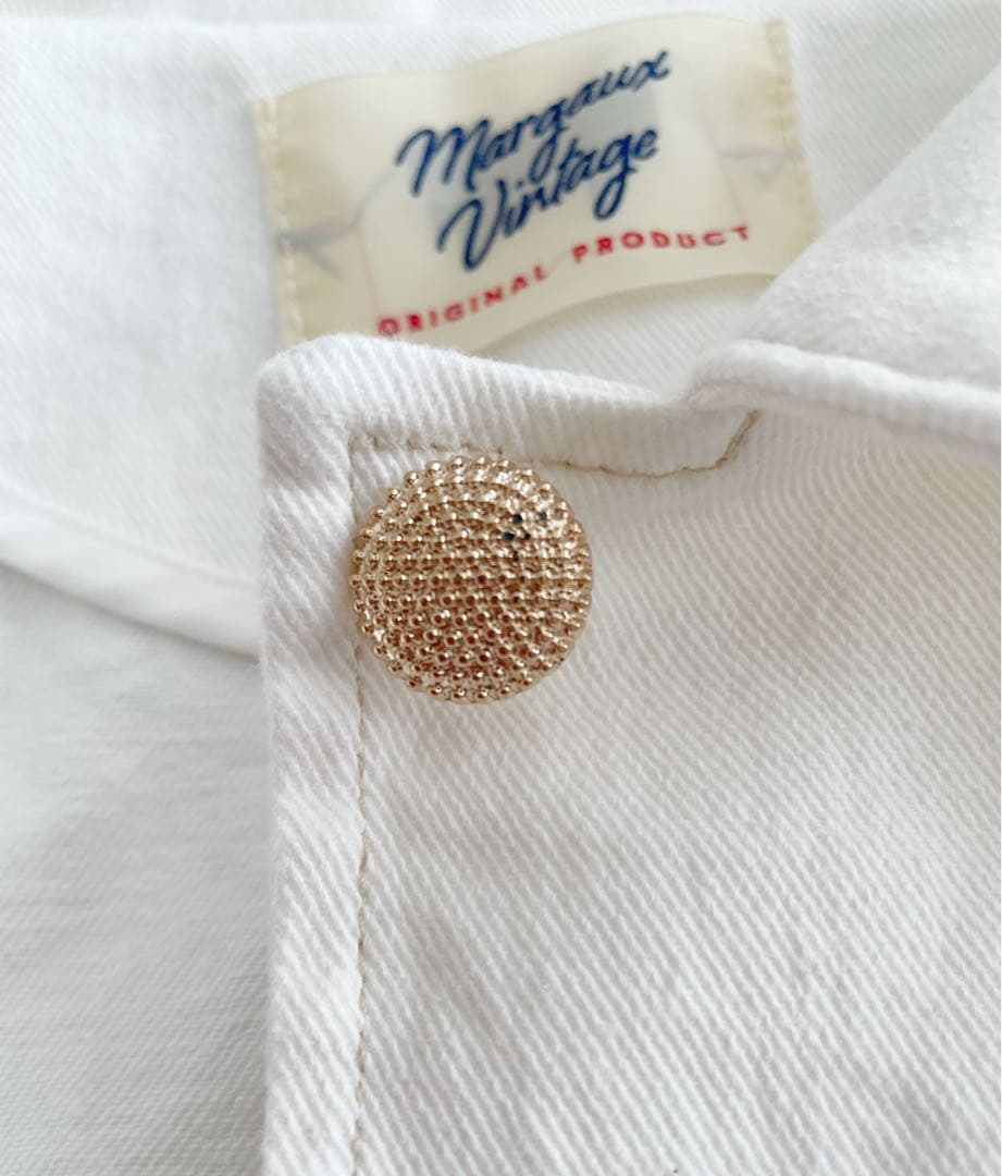 margaux 25SS 金ボタン 衿付ストレッチデニムジャケット 白