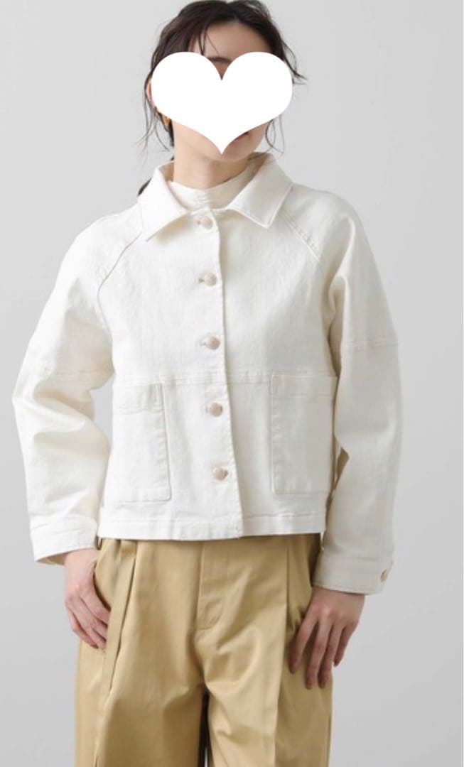 margaux 25SS 金ボタン 衿付ストレッチデニムジャケット 白