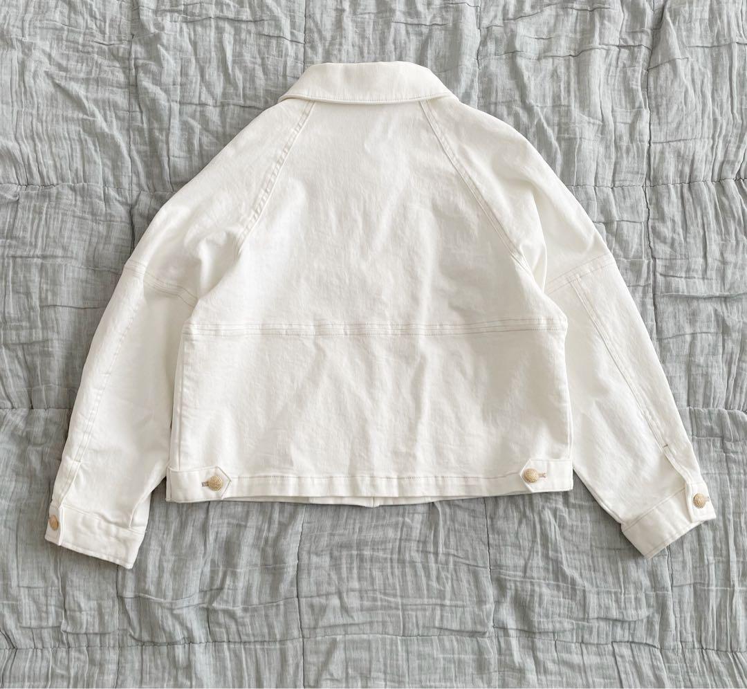 margaux 25SS 金ボタン 衿付ストレッチデニムジャケット 白