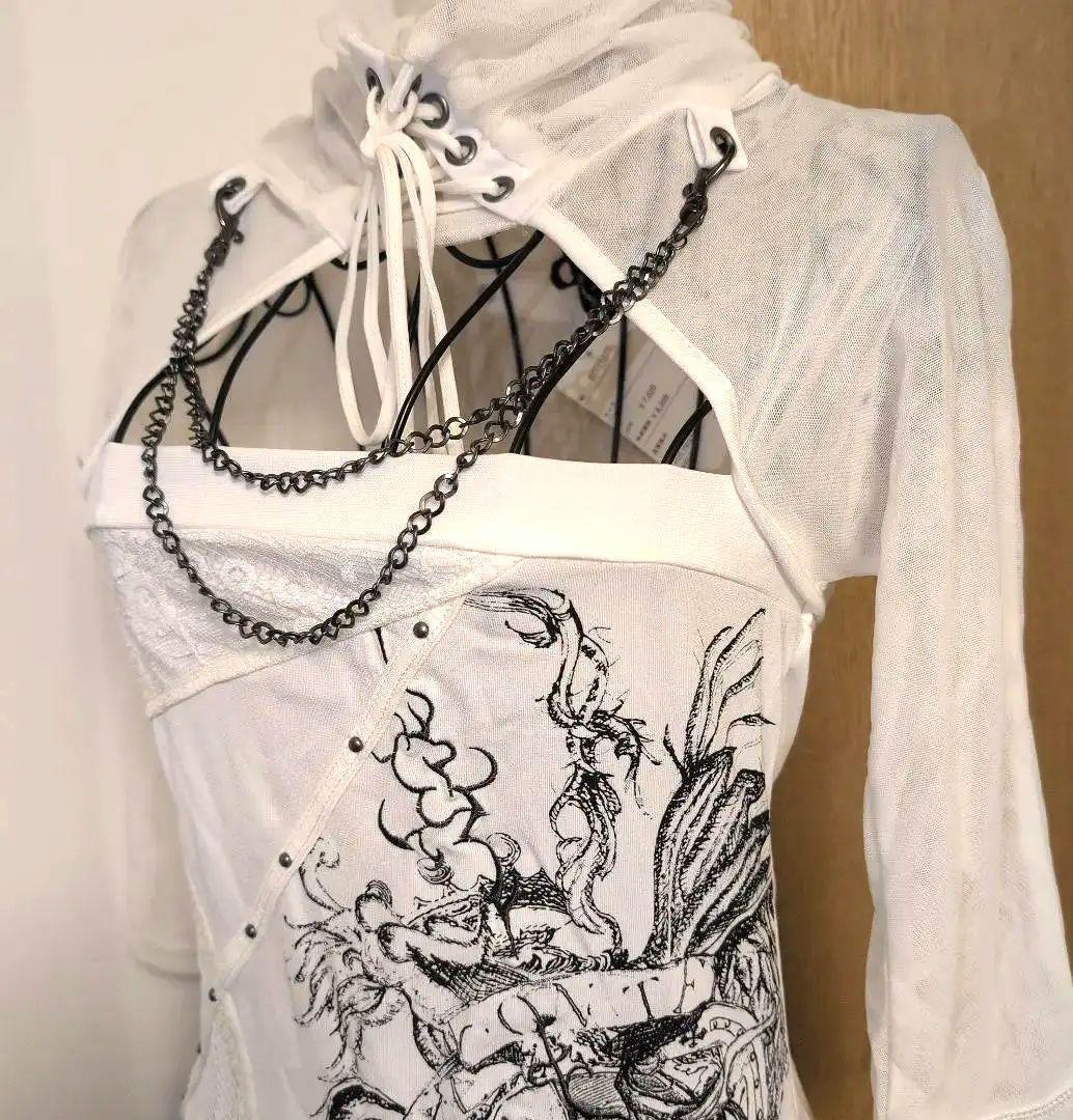 *新品タグ付* OZZCROCEドラゴン刺繍 シースルーシャツ