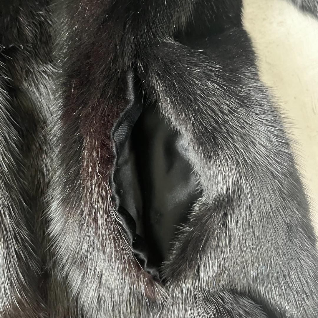 極美品 SAGA MINK サガミンク 裏地刺繍 ミンクファーコート ブラック