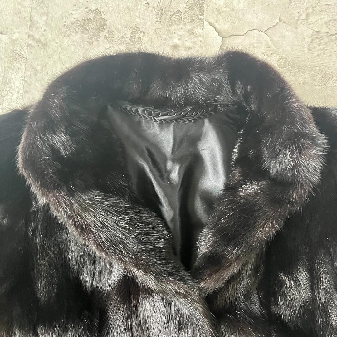 極美品 SAGA MINK サガミンク 裏地刺繍 ミンクファーコート ブラック