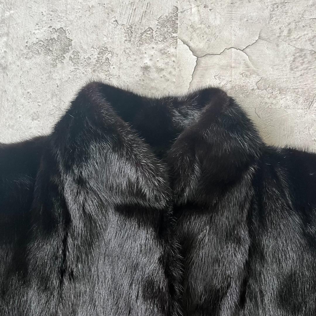 極美品 SAGA MINK サガミンク 裏地刺繍 ミンクファーコート ブラック