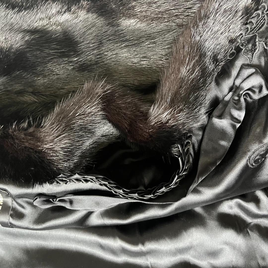 極美品 SAGA MINK サガミンク 裏地刺繍 ミンクファーコート ブラック