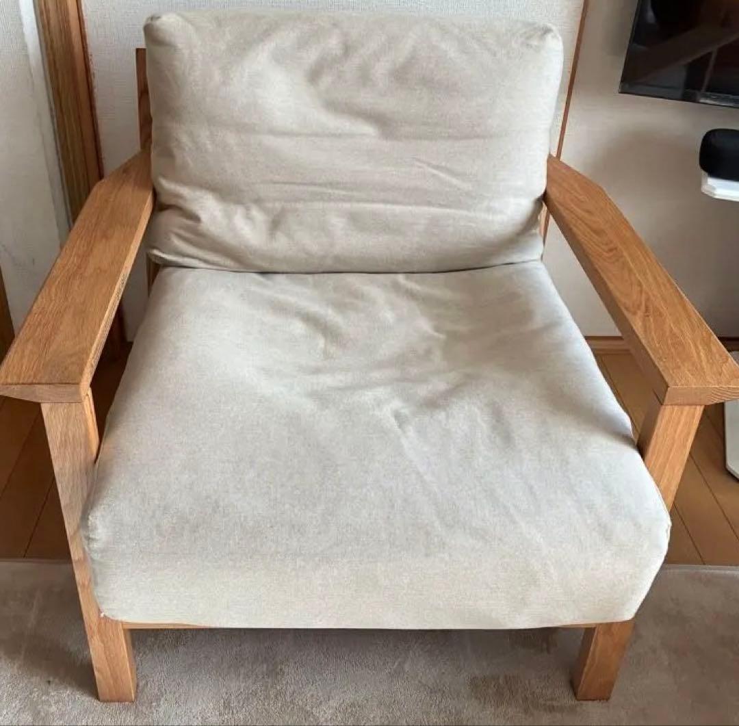 無印良品　ソファ木製フレーム　フェザーポケットコイル 1シーター　杢ベージュ