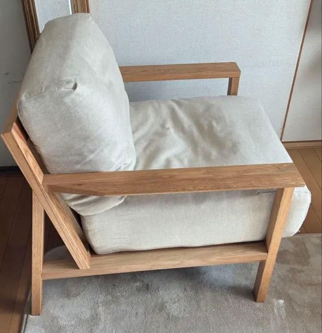 無印良品　ソファ木製フレーム　フェザーポケットコイル 1シーター　杢ベージュ