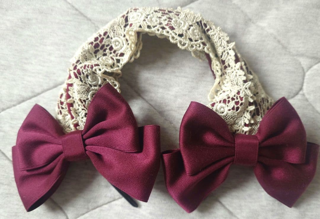 か*や様 Mary Magdalene バーガンディ リボンヘアカチューシャ
