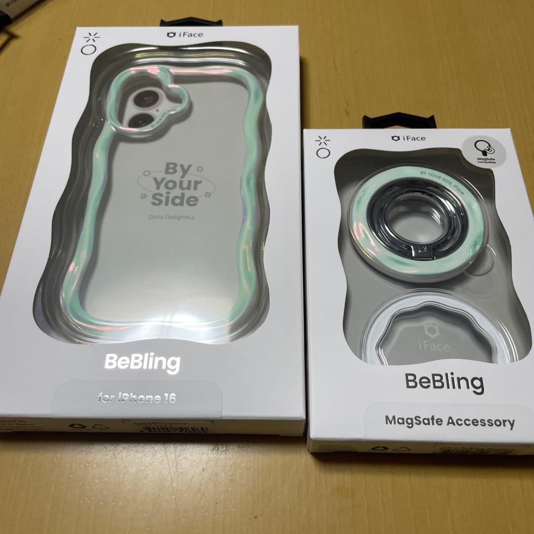 新品【iface BeBling1】iPhone16リングセットホワイトオーロラ