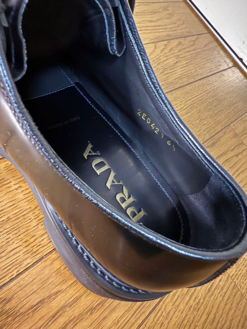 PRADA ダイアパソン オペークブラッシュドレザー レースアップ シューズ