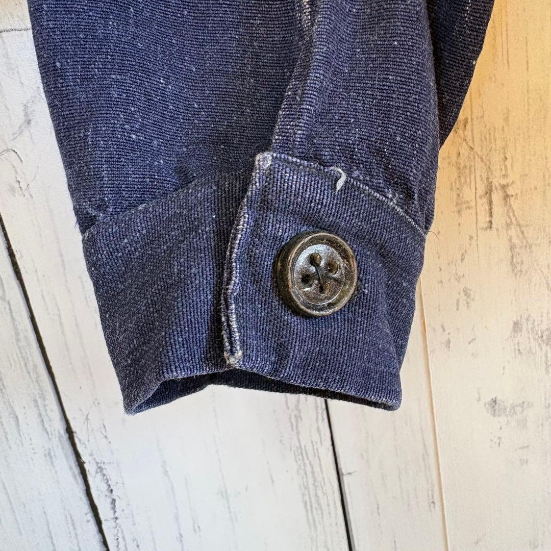 40s フレンチ インディゴリネン カバーオール ワークジャケット ユーロ 襤褸