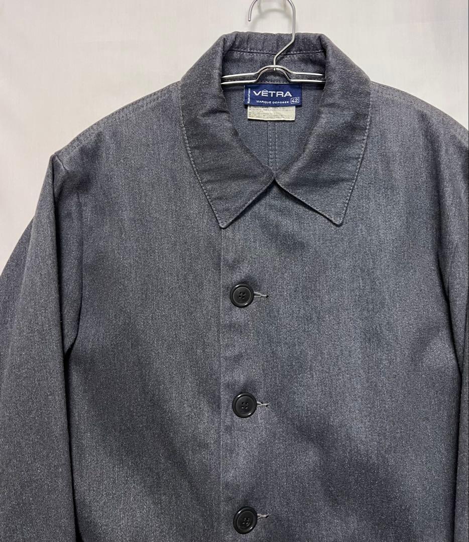 90'sフランス製VETRAチャコール カバーオールシャツジャケット サイズ42
