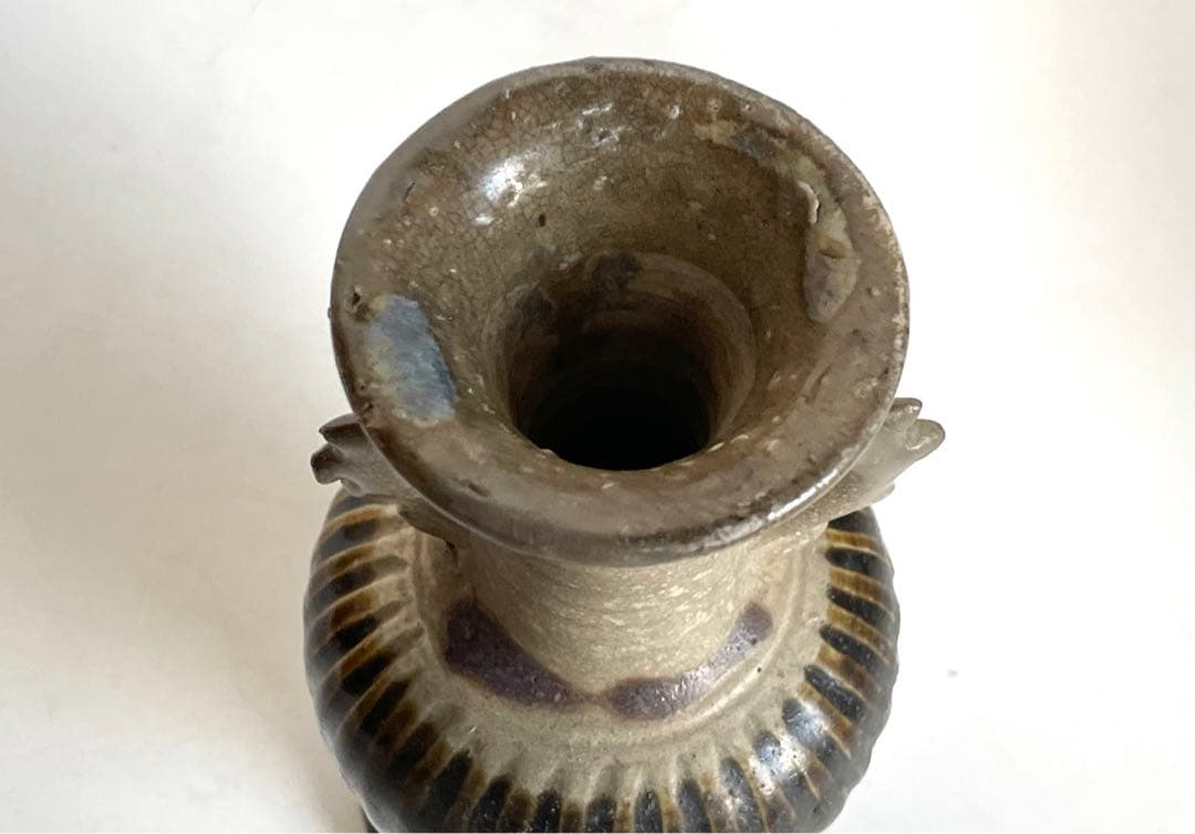 骨董　アンティーク　琉球古陶　沖縄　仏花器　花瓶　やちむん　合わせ箱