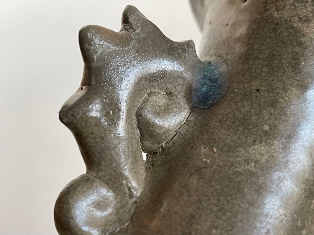 骨董　アンティーク　琉球古陶　沖縄　仏花器　花瓶　やちむん　合わせ箱