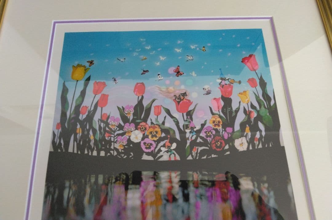 藤城清治　傘寿記念　春　花と少女　直筆サイン入り　304/950　レフグラフ