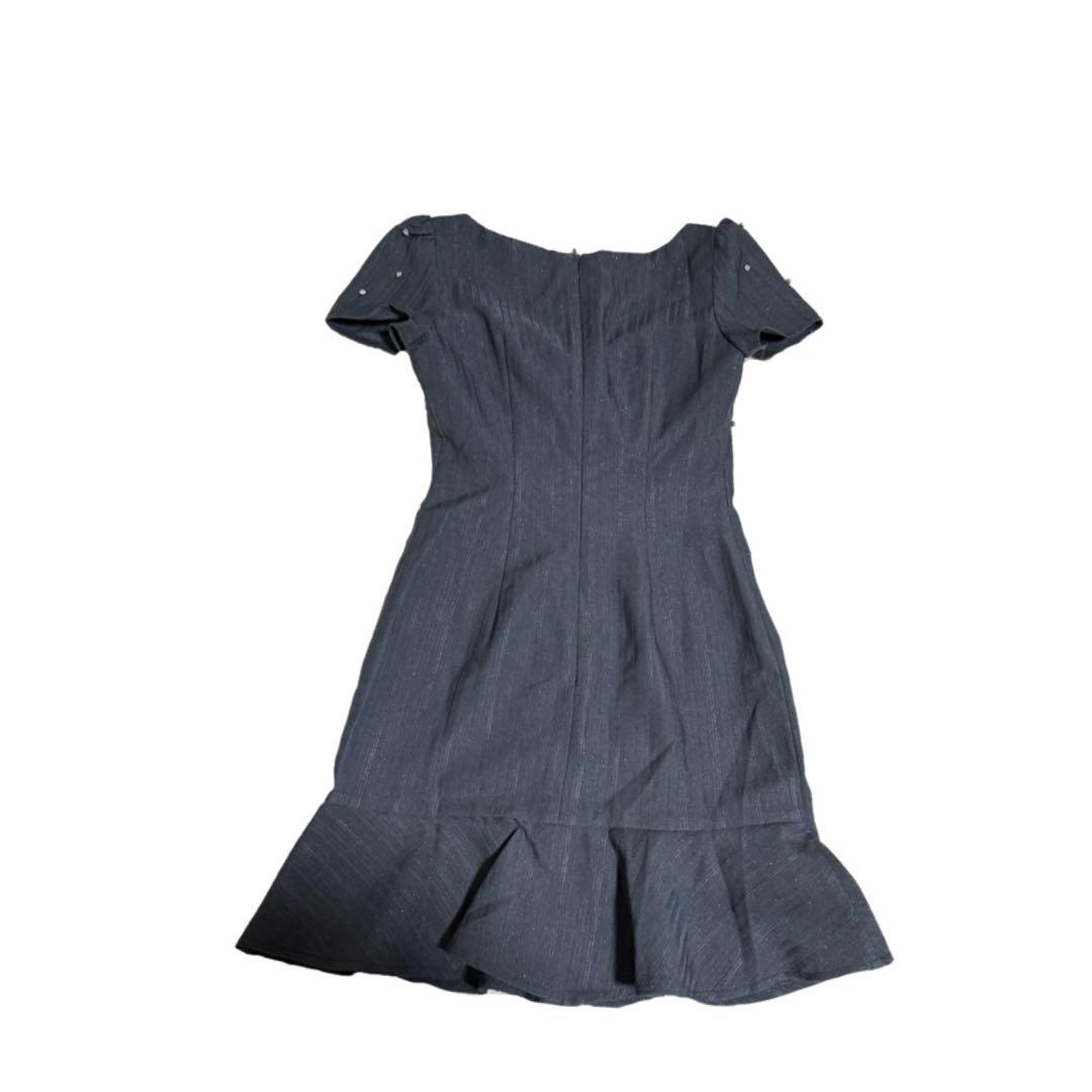 即購入◎ JEWELS ビジューリボンマーメイドミニドレス グレー