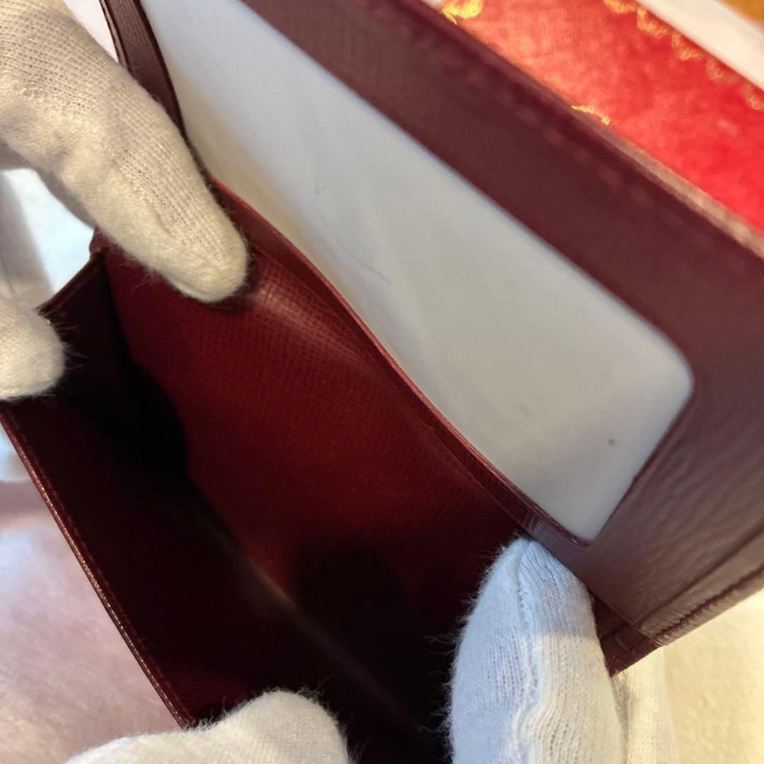 カルティエ マストライン 名刺入れ カードケース パスケース レザー ボルドー