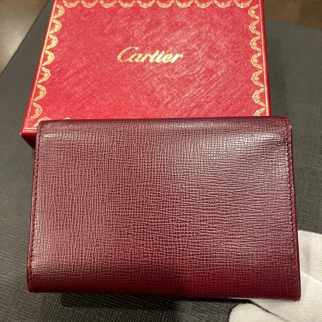 カルティエ マストライン 名刺入れ カードケース パスケース レザー ボルドー