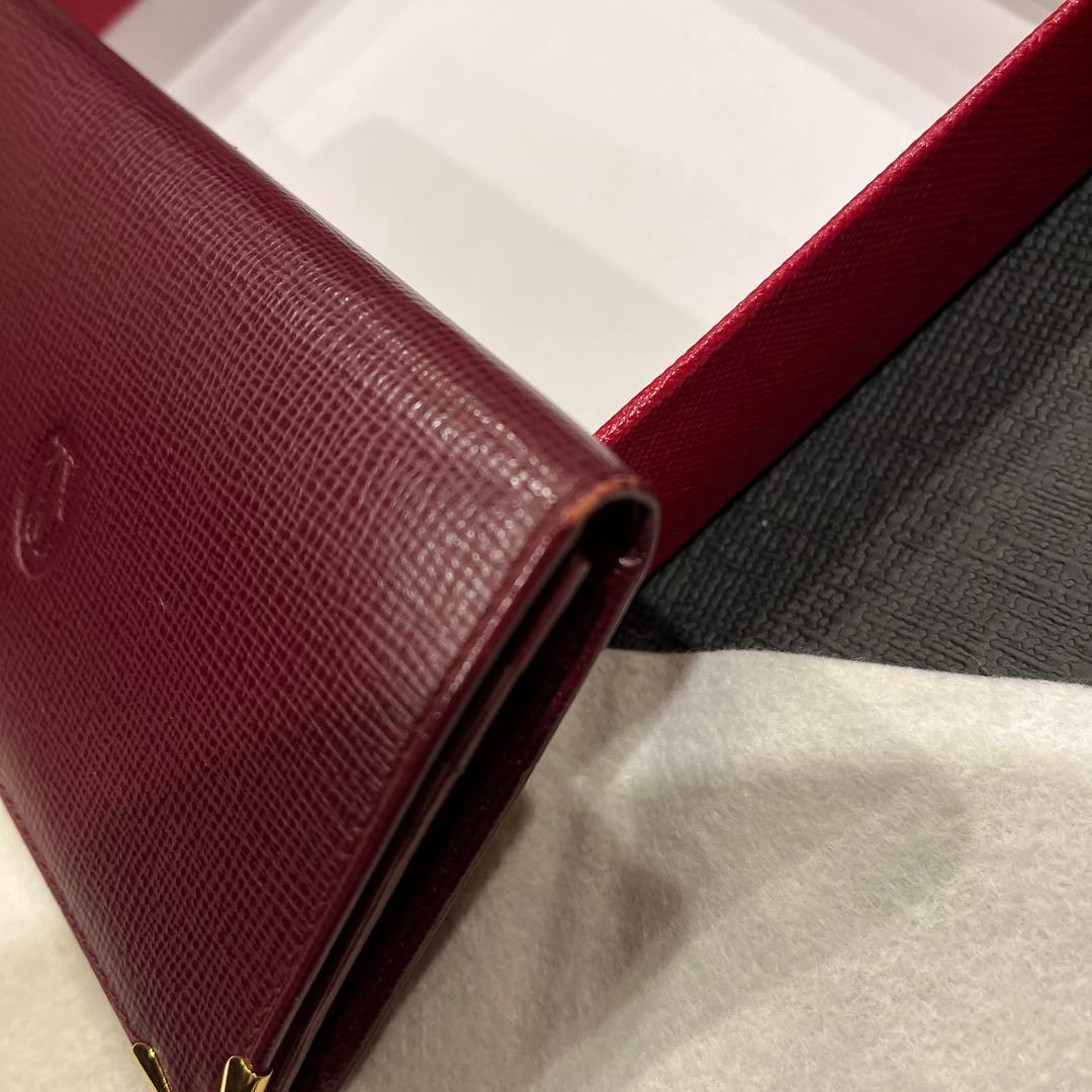 カルティエ マストライン 名刺入れ カードケース パスケース レザー ボルドー