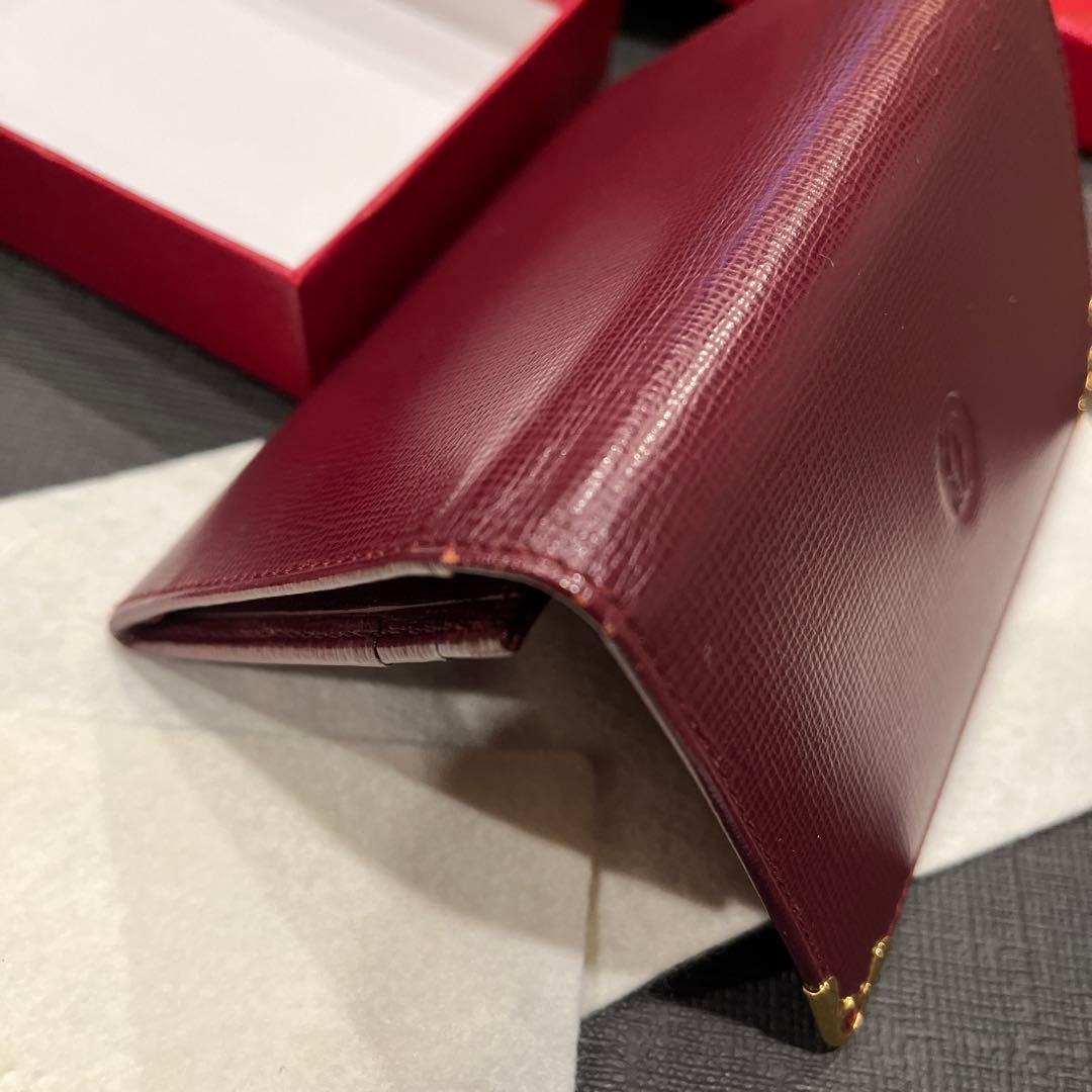 カルティエ マストライン 名刺入れ カードケース パスケース レザー ボルドー