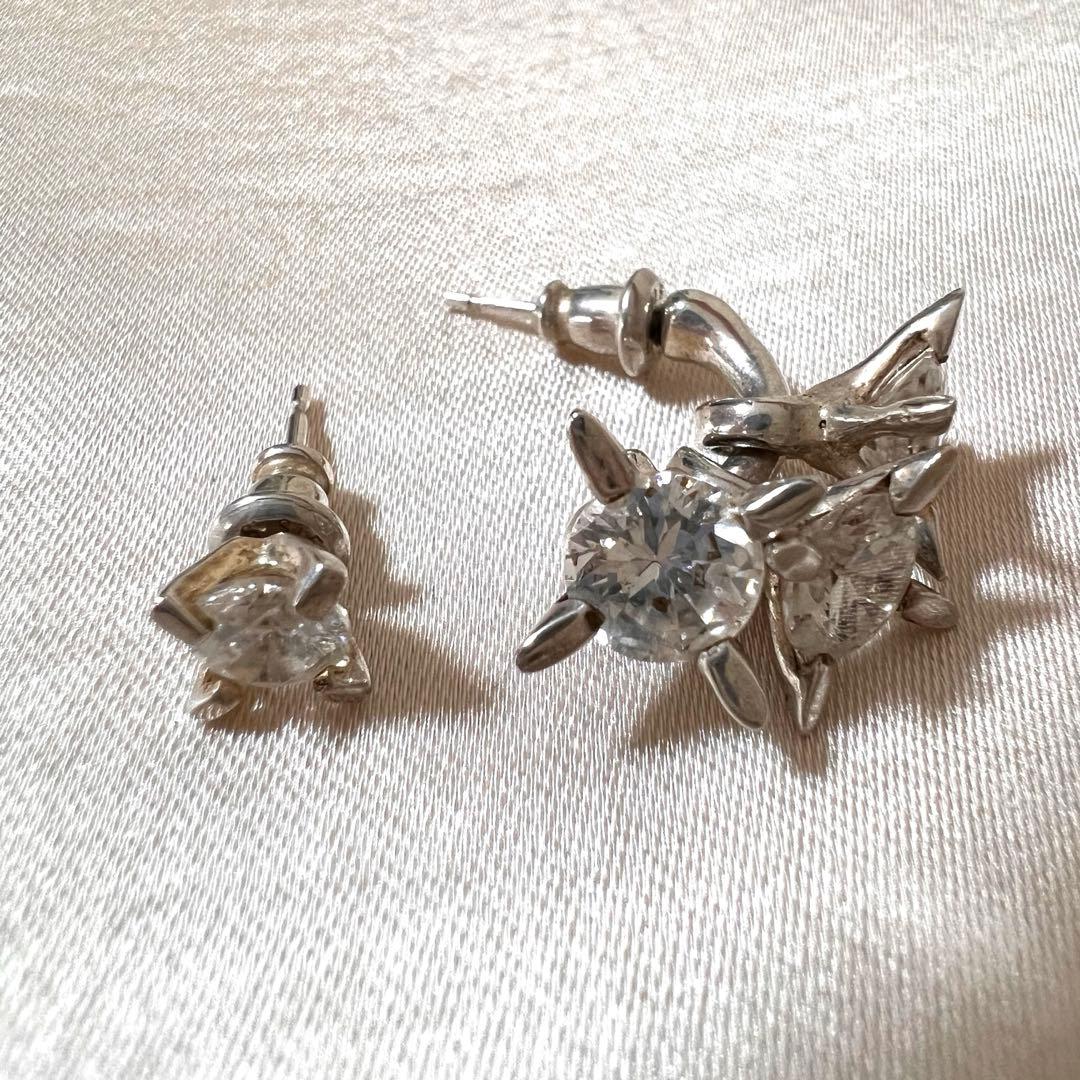 e.m. 片耳用ピアス 2点セット シルバー925 ジルコニア