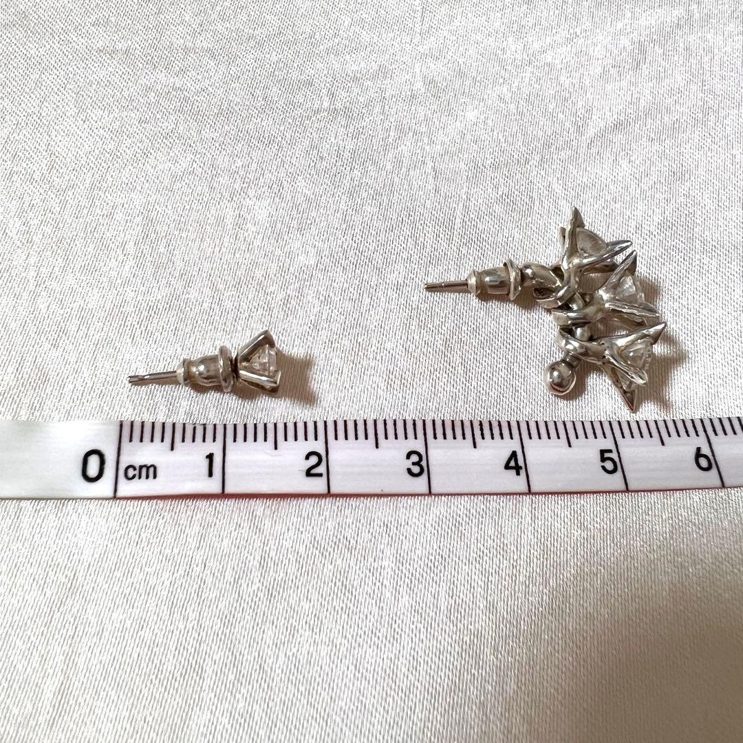 e.m. 片耳用ピアス 2点セット シルバー925 ジルコニア