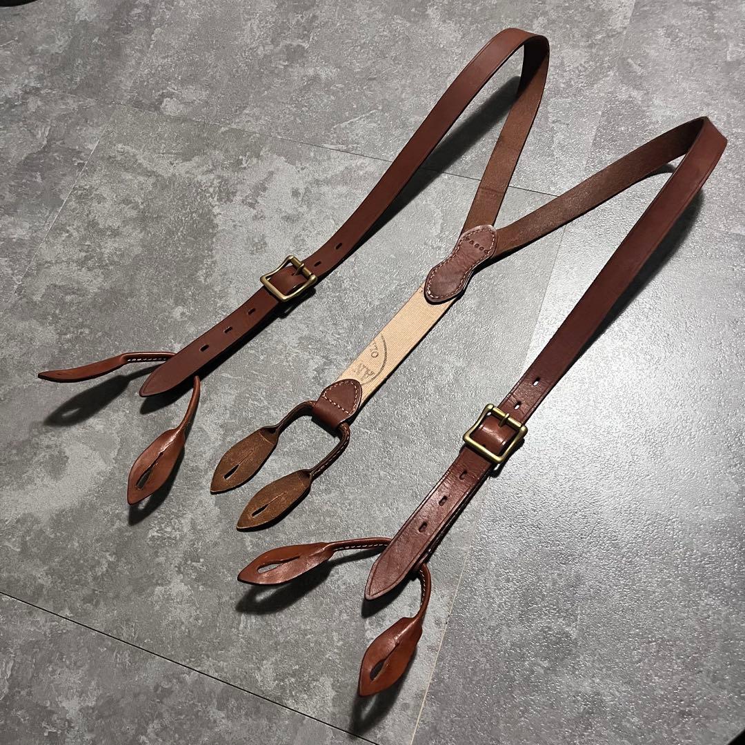 vasco ヴァスコ　サスペンダー　レザー　ブラウン　本革　金具　アメカジ　古着