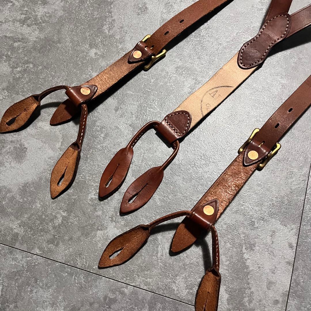 vasco ヴァスコ　サスペンダー　レザー　ブラウン　本革　金具　アメカジ　古着