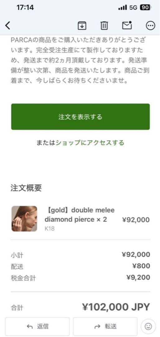 PARCA diamond pierce定価46000円