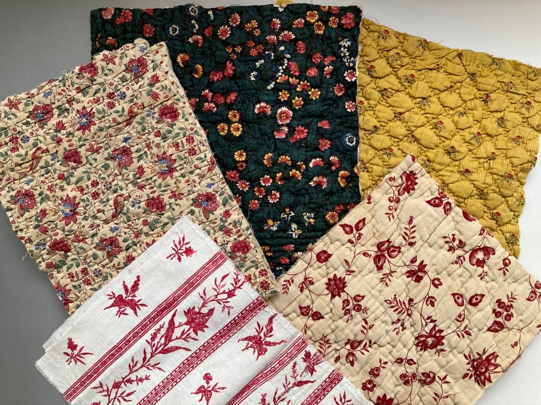 貴重　18世紀　オベルカンフ　ジュイ更紗　ハギレ5枚組　フランス　アンティーク