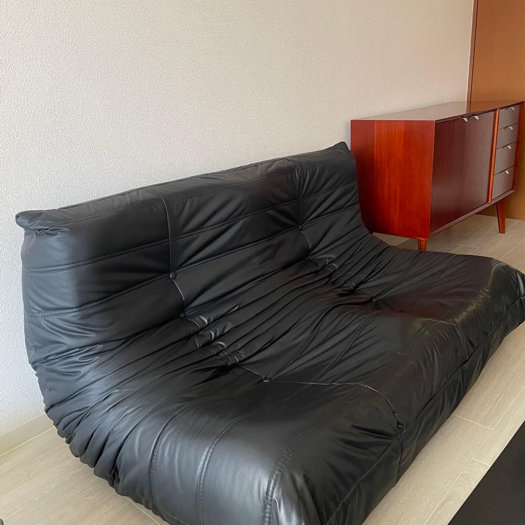 レザーソファ トーゴ風 ロースタイル 2人掛けソファ