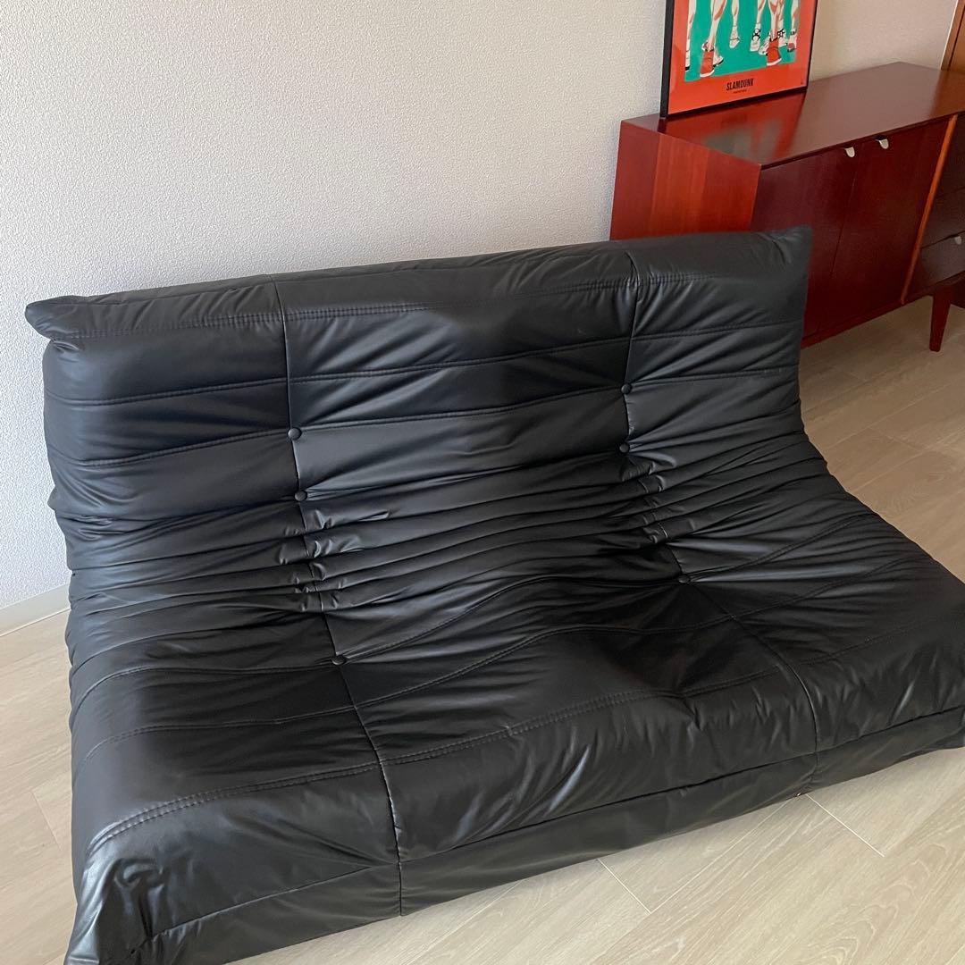 レザーソファ トーゴ風 ロースタイル 2人掛けソファ