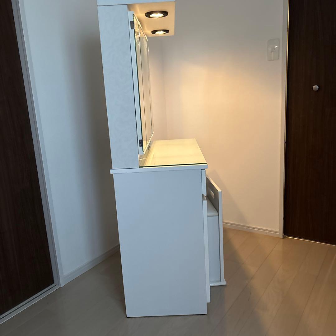 ホワイト ドレッサー・鏡台 スツール付き