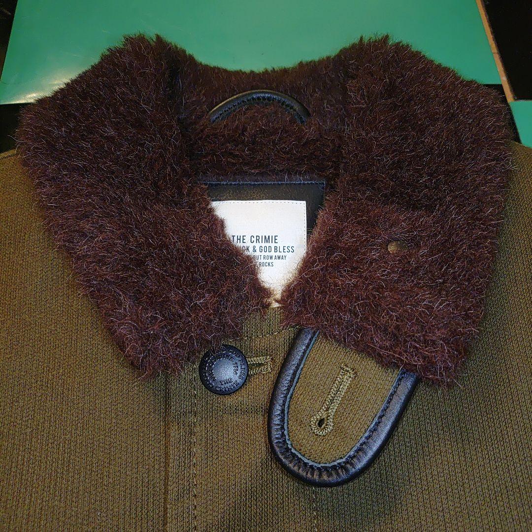 THE CRIMIE レザー切り替え　デッキジャケット　カーキ✕ブラックレザー