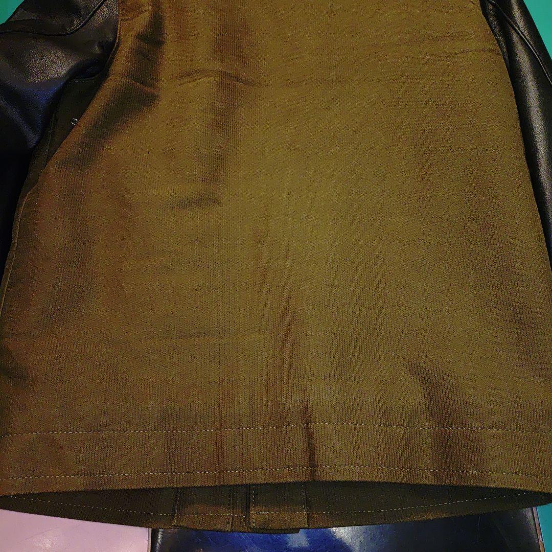 THE CRIMIE レザー切り替え　デッキジャケット　カーキ✕ブラックレザー