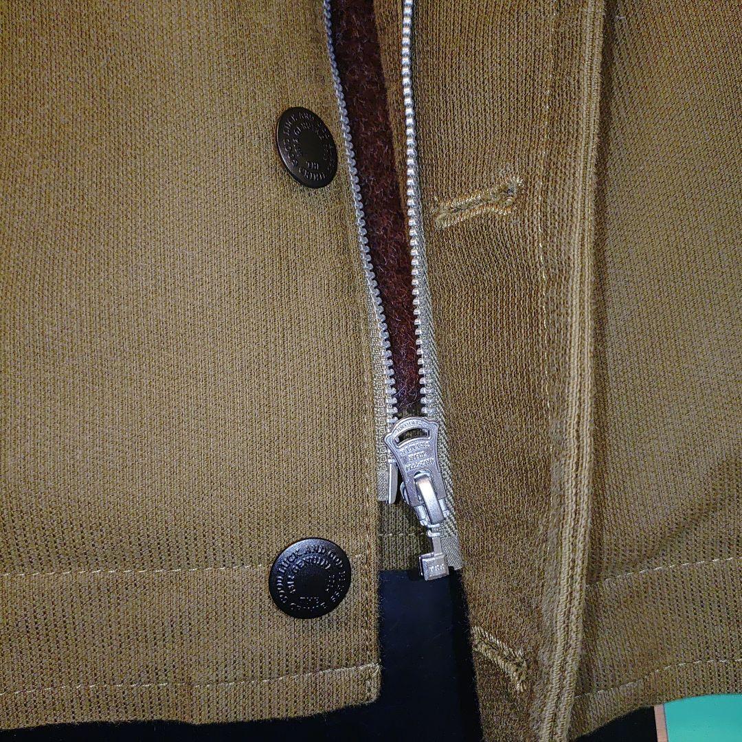 THE CRIMIE レザー切り替え　デッキジャケット　カーキ✕ブラックレザー