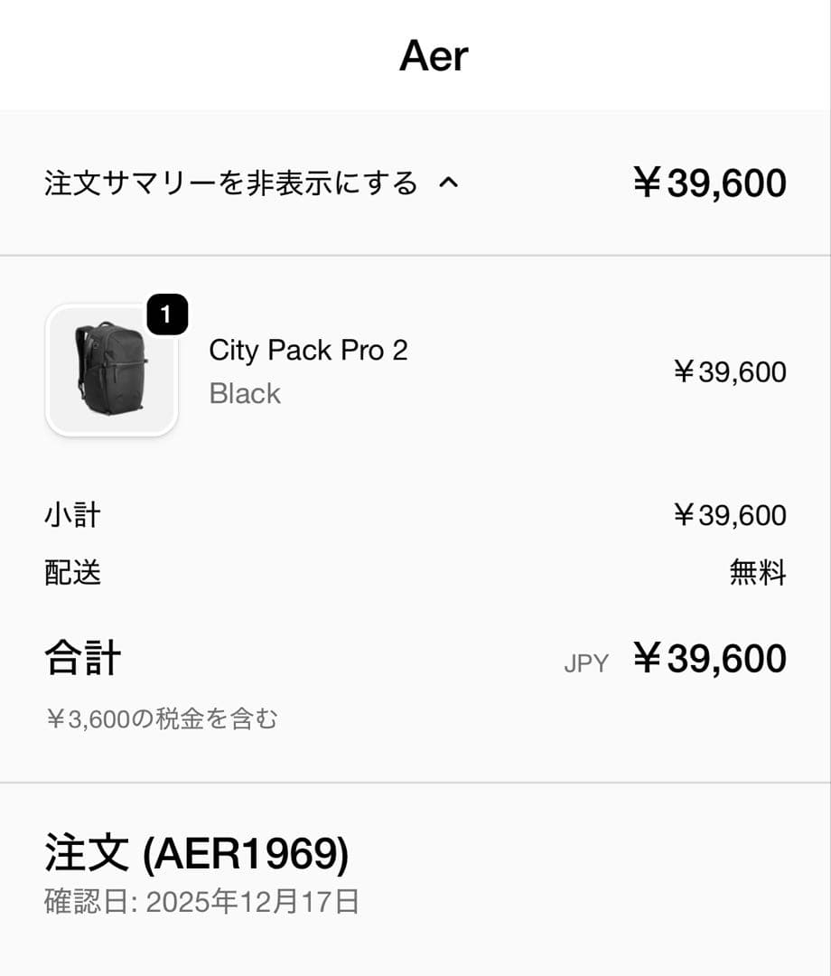 Aer City Pack Pro 2 (Black バリスティックナイロン)