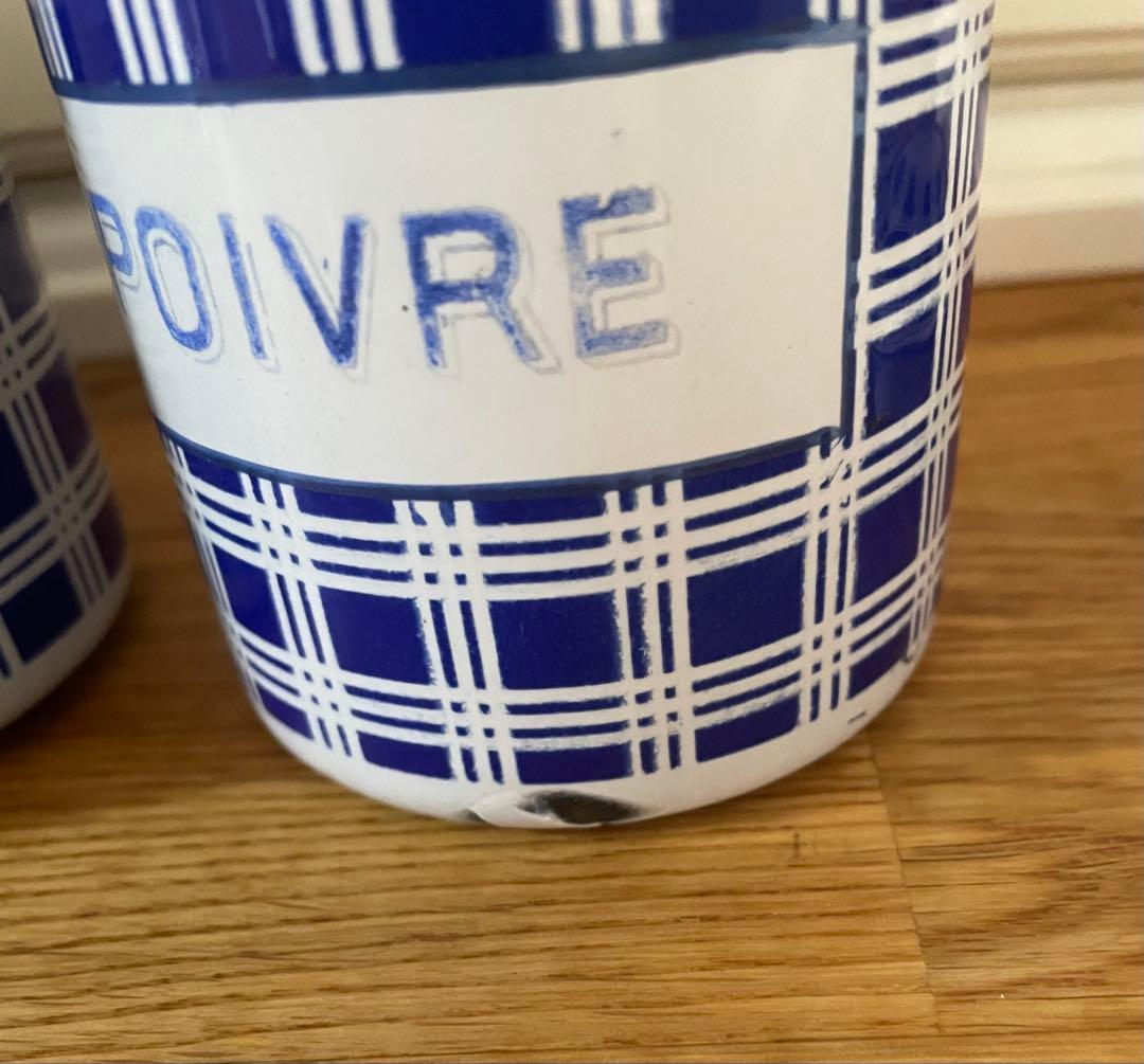 【青ぶー】フランス アンティーク BB社 ホーローキャニスター 5個セット