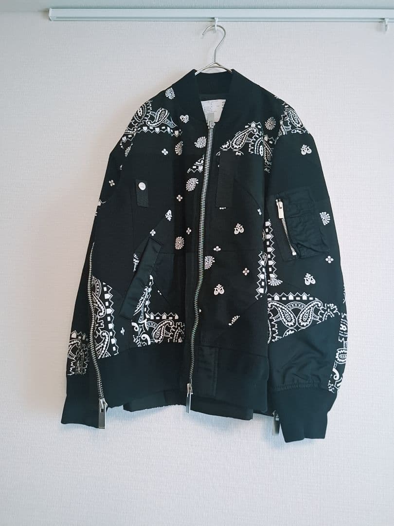 sacaiサカイ　ペイズリー柄ブルゾンブラック