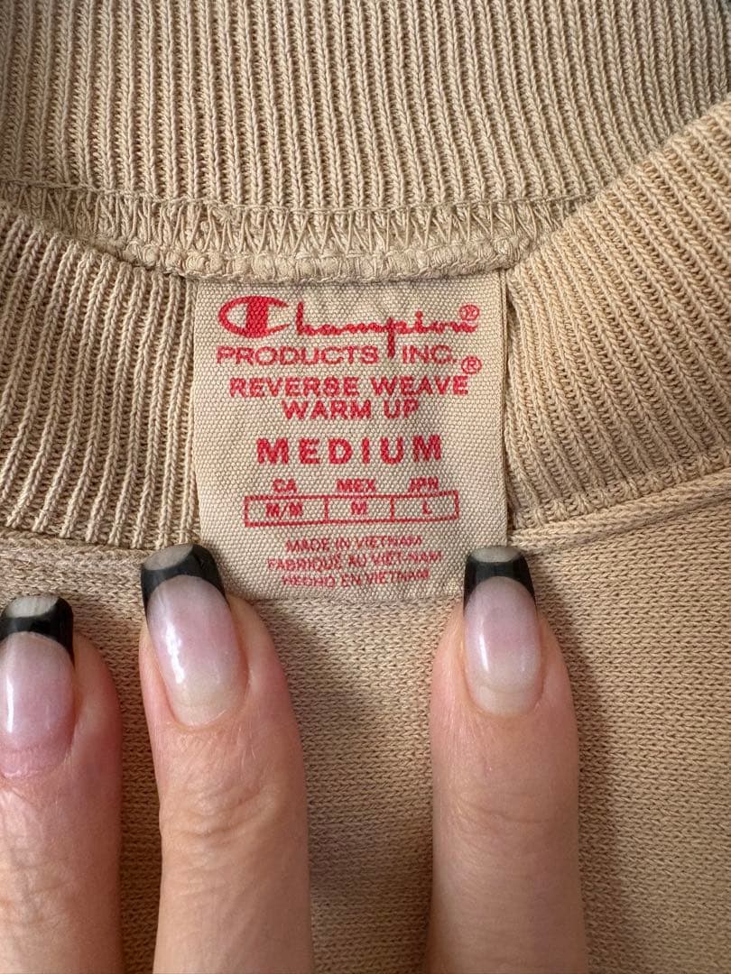 Champion ベージュ 裏起毛スウェット M