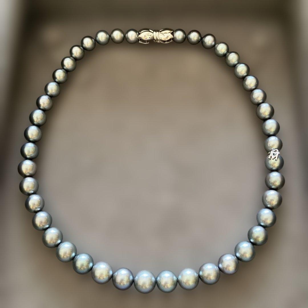 シシ様用MIKIMOTO 黒蝶パールネックレス　ブルー系