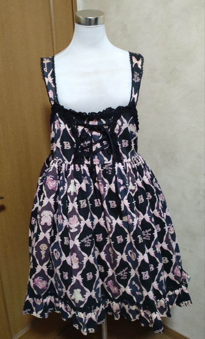 難アリ！BABY♡うさくみゃちゃんのおしゃれスゥイート柄ベビードールJSK♡黒