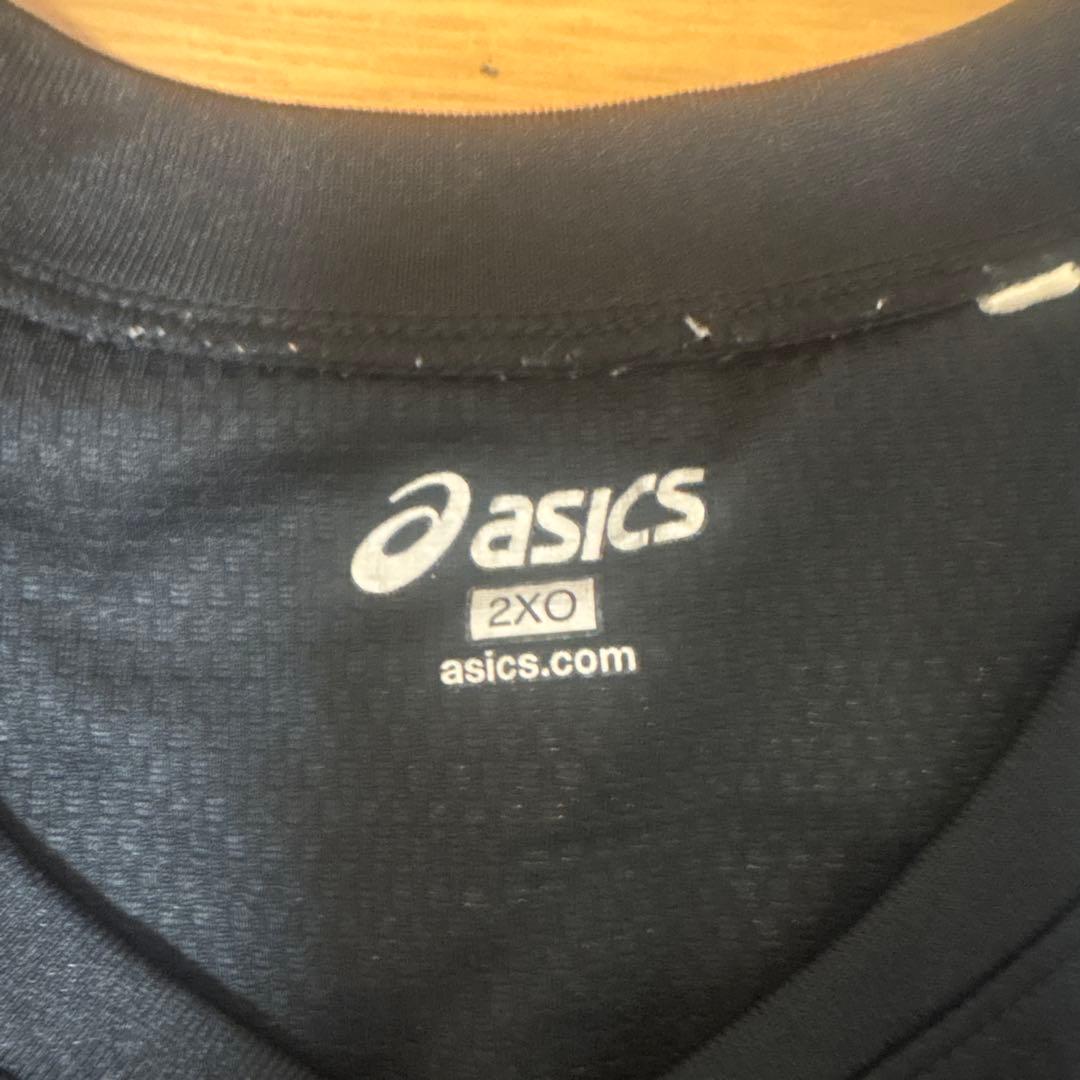 日本航空高校　asics バレーボールシャツ 2XO ブラック