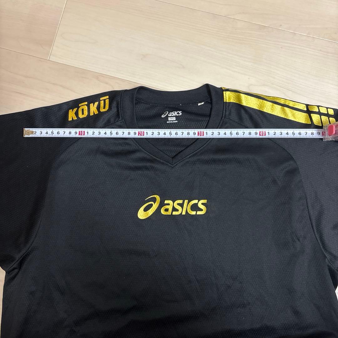 日本航空高校　asics バレーボールシャツ 2XO ブラック