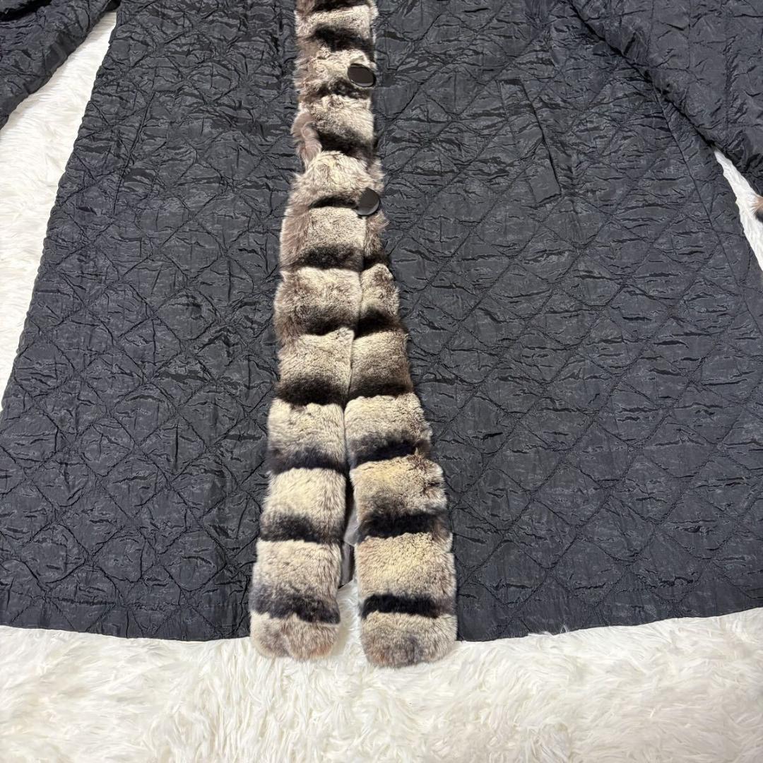 おりり 着丈100cm 本毛皮 ファーコート チンチラファー リバーシブル